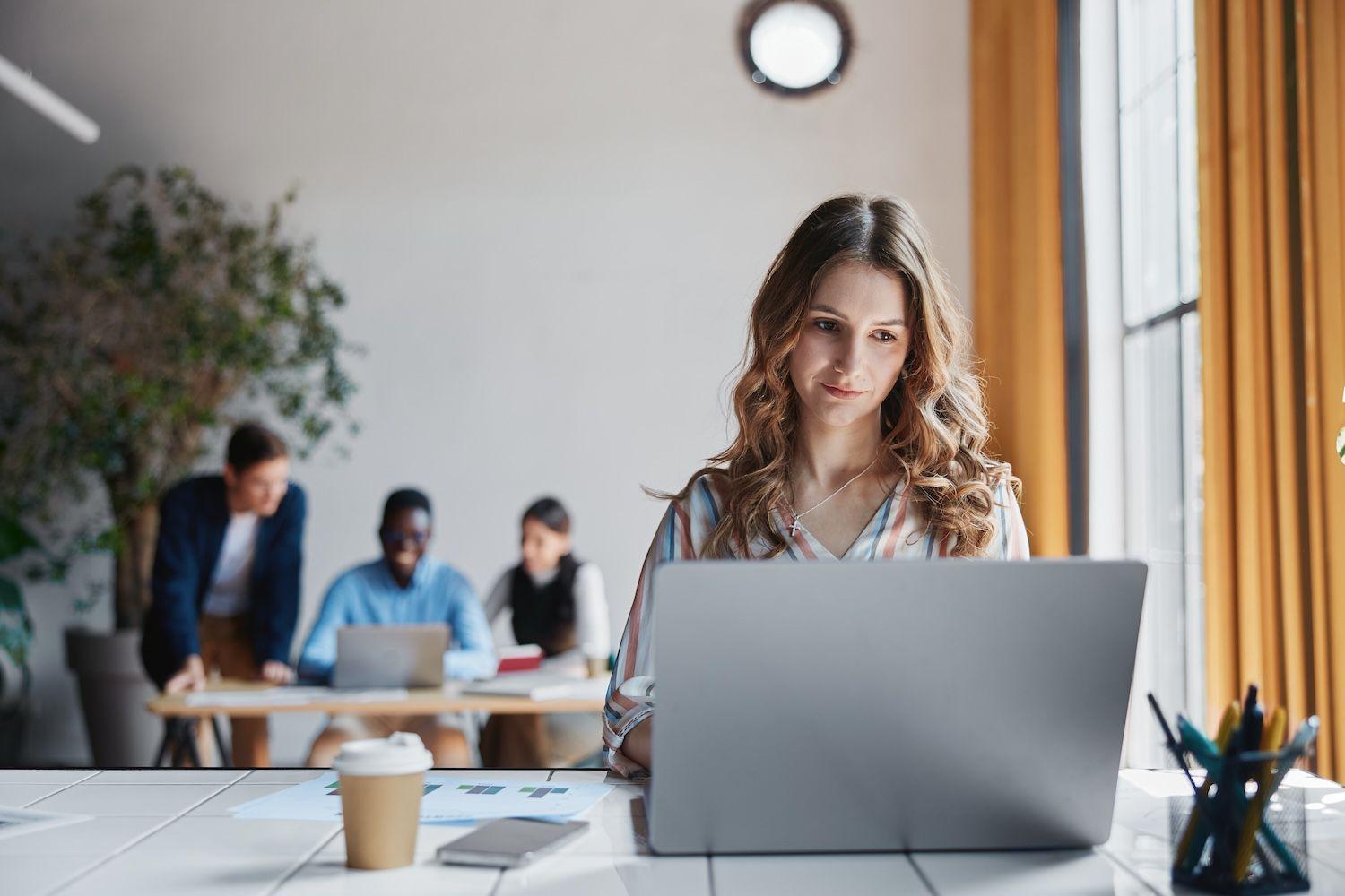woman working on laptop
